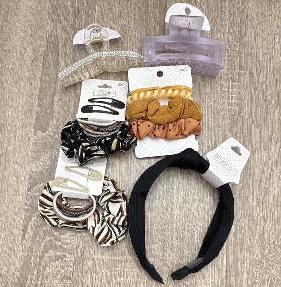 D'Bello Accessories - D'Bello Hair Accessory Mixed Lot, Headbands Clips Scrunchies Rhinestones